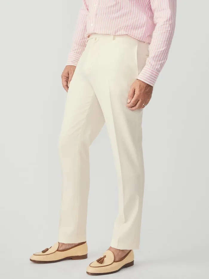JMclaughlin Wool Gaberdine Oxford Pants Off White Men Pants
