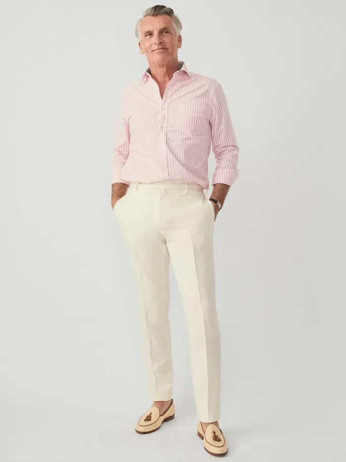 JMclaughlin Wool Gaberdine Oxford Pants Off White Men Pants