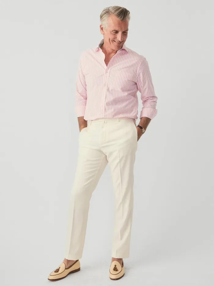 JMclaughlin Wool Gaberdine Oxford Pants Off White Men Pants