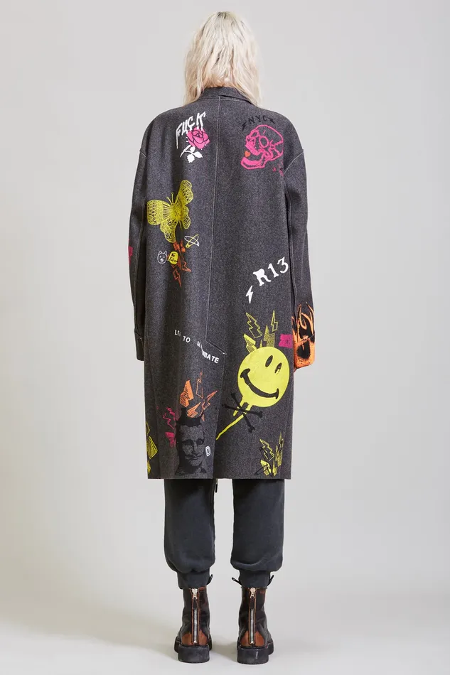 Jackets and Coats Graffiti Coat 8211 R13 Women