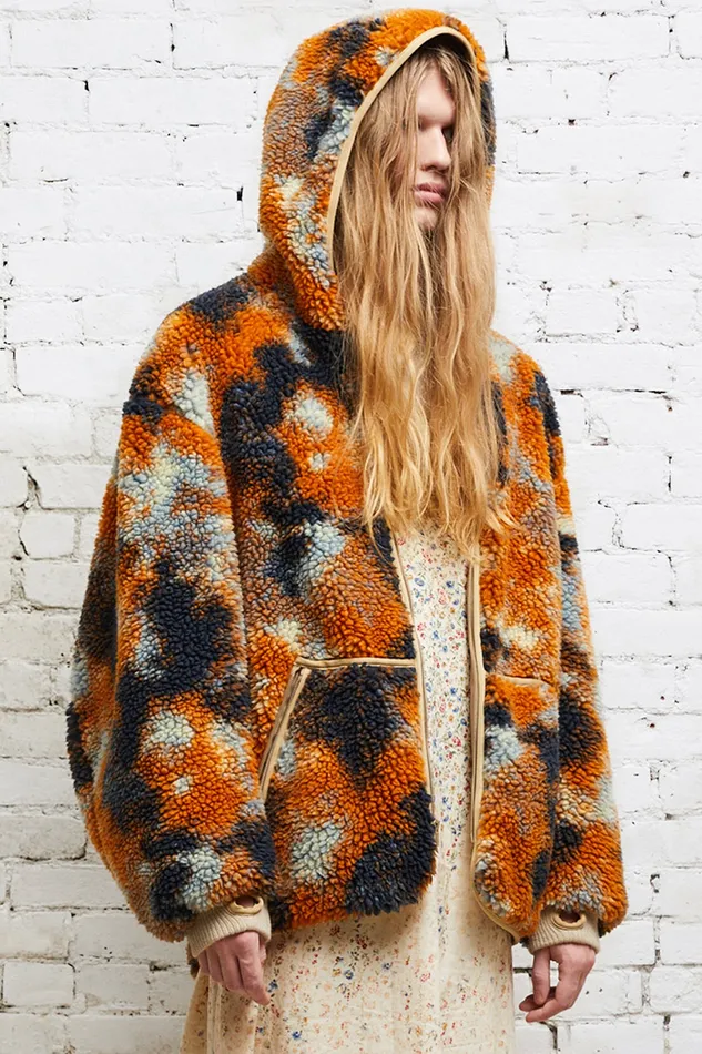 Jackets and Coats Men Oversized Fleece Hoodie 8211 Rust Camo R13