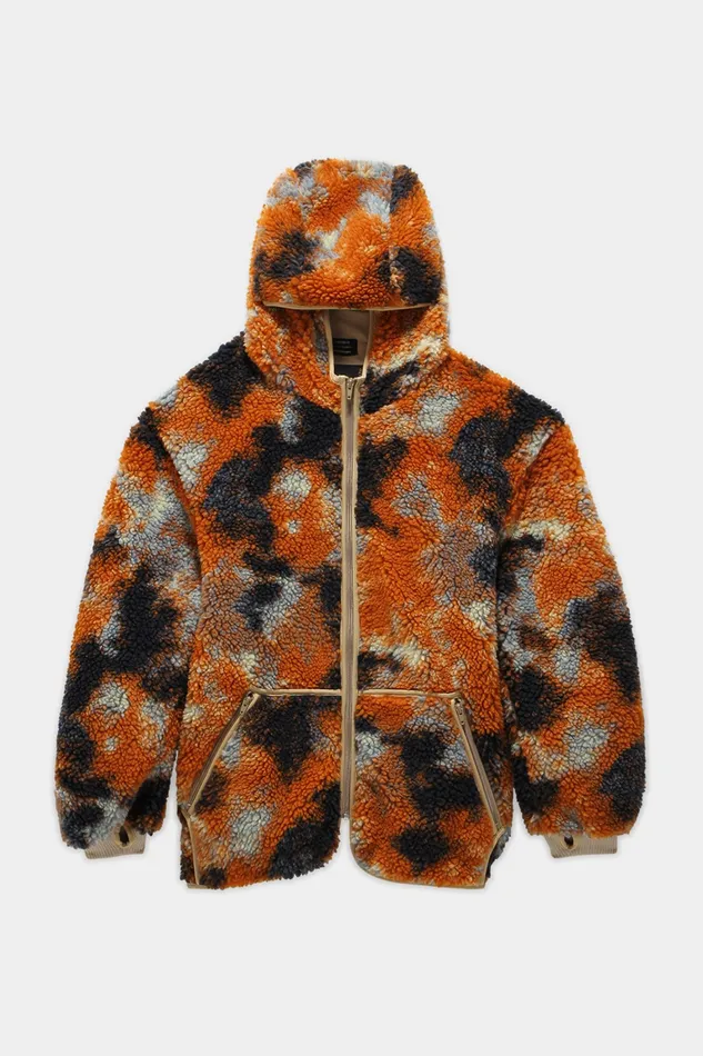 Jackets and Coats Men Oversized Fleece Hoodie 8211 Rust Camo R13