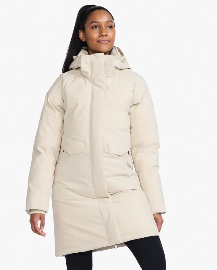 Jackets and Vests Womens 2XU Commute Insulation Longline Jacket Linenwhite