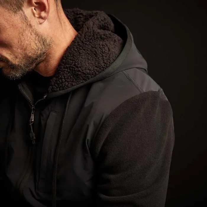 JacketsOuterwear Men James Perse Technical Polar Fleece Zip Up Hoodie Black