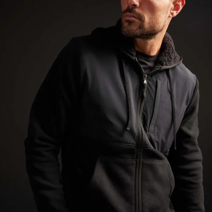 JacketsOuterwear Men James Perse Technical Polar Fleece Zip Up Hoodie Black