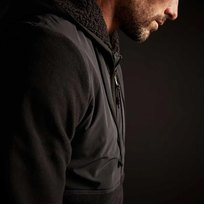 JacketsOuterwear Men James Perse Technical Polar Fleece Zip Up Hoodie Black