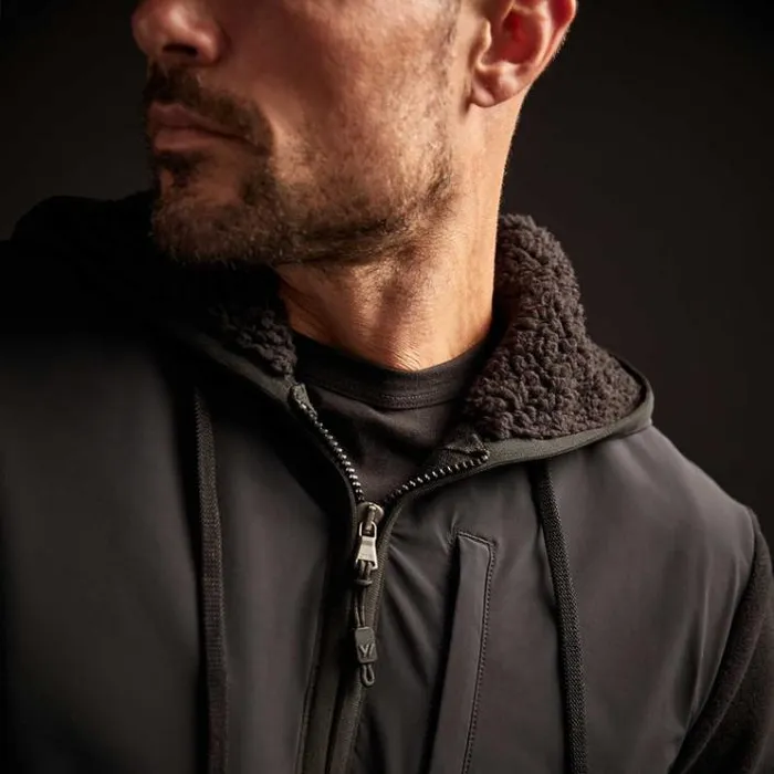 JacketsOuterwear Men James Perse Technical Polar Fleece Zip Up Hoodie Black