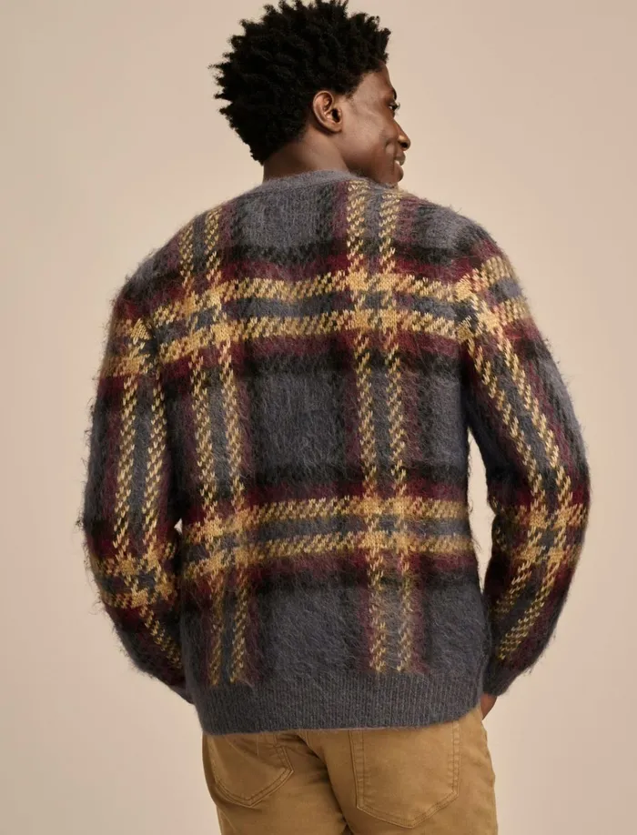Jacquard Brushed Cardigan Denim Multi Men Lucky Brand Sweaters