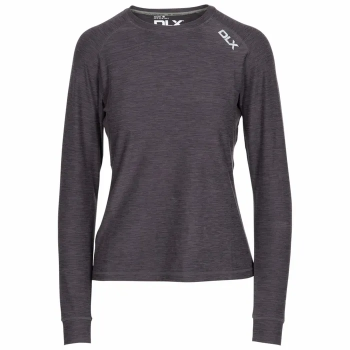 Jannett Antibacterial Long Sleeve TShirt Black Marl Women Trespass Gym and Sports Tops Jannett Antibacterial Long Sleeve TShirt Black Marl Women Trespass Gym and Sports Tops