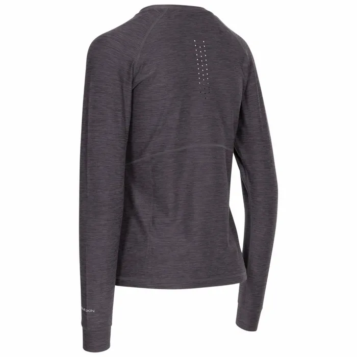 Jannett Antibacterial Long Sleeve TShirt Black Marl Women Trespass Gym and Sports Tops Jannett Antibacterial Long Sleeve TShirt Black Marl Women Trespass Gym and Sports Tops