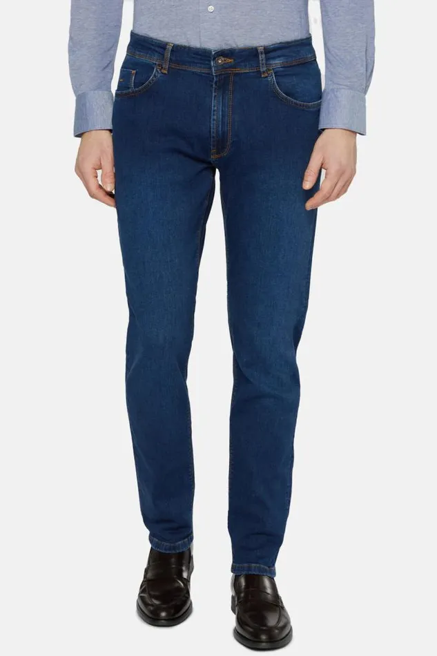 Jeans Men Boggi Milano Dark Blue Denim 5 Pockets Dark Indigo