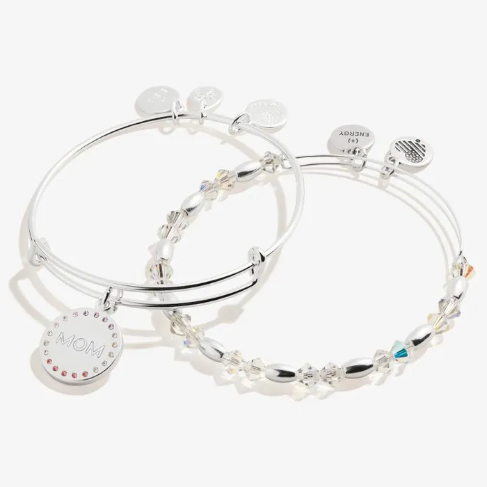 Jewelry Sets Women Alex And Ani Crystal Infusion 039Mom039 Charm Bangle Set Of 2 Gold
