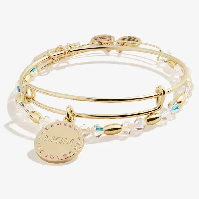 Jewelry Sets Women Alex And Ani Crystal Infusion 039Mom039 Charm Bangle Set Of 2 Gold