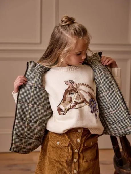 Jumpers and Knitwear Girls Joules Cream Horse Intarsia Horse Jumper