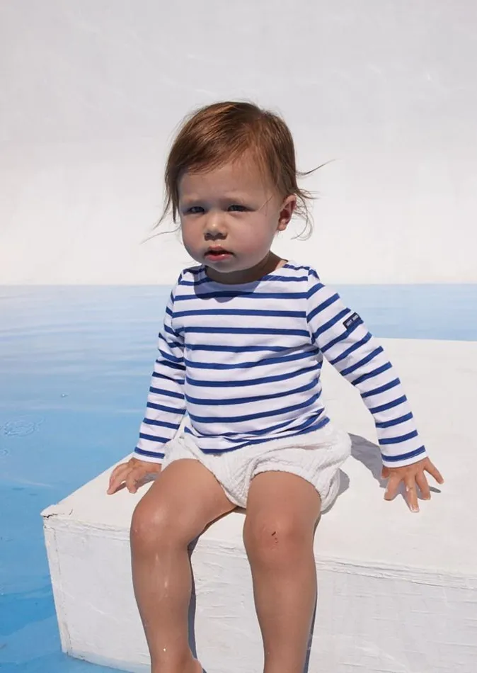 Kids Breton Striped Shirts Saint James MINQUIERS KIDS White Royal Blue