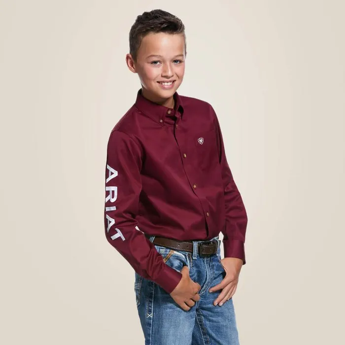 Kids Button Down Shirts Ariat Team Logo Twill Classic Fit Shirt Burgundywhite Kids Button Down Shirts Ariat Team Logo Twill Classic Fit Shirt Burgundywhite