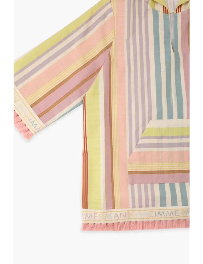Kids Clothing Zimmermann Halliday Hooded Coverup Multi Stripe