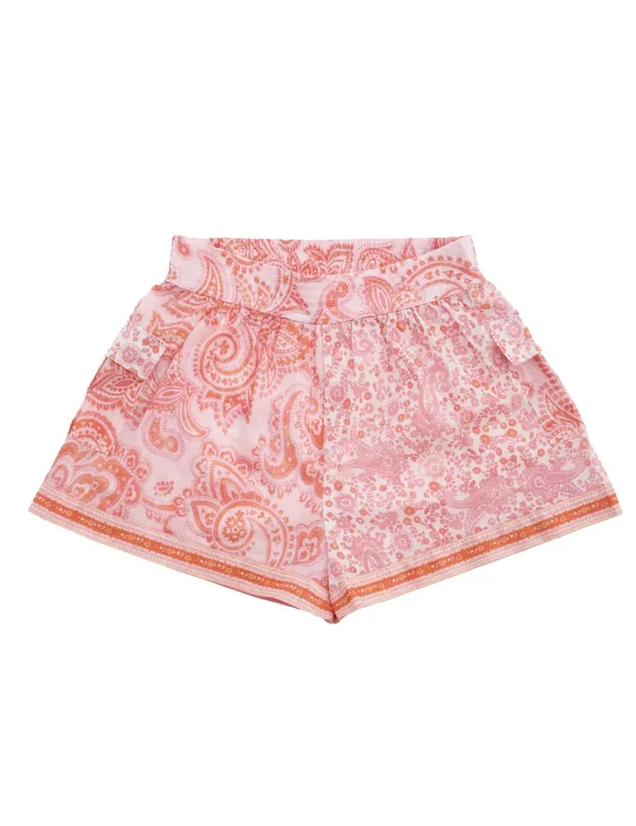 Kids Clothing Zimmermann Ottie Pocket Short Pink Paisley