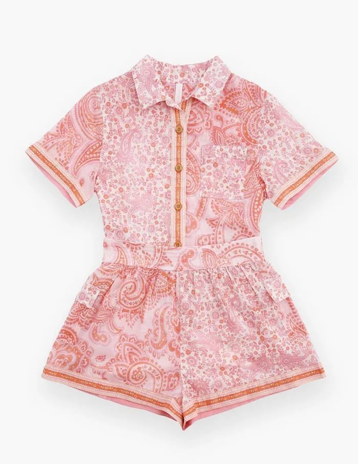 Kids Clothing Zimmermann Ottie Pocket Short Pink Paisley