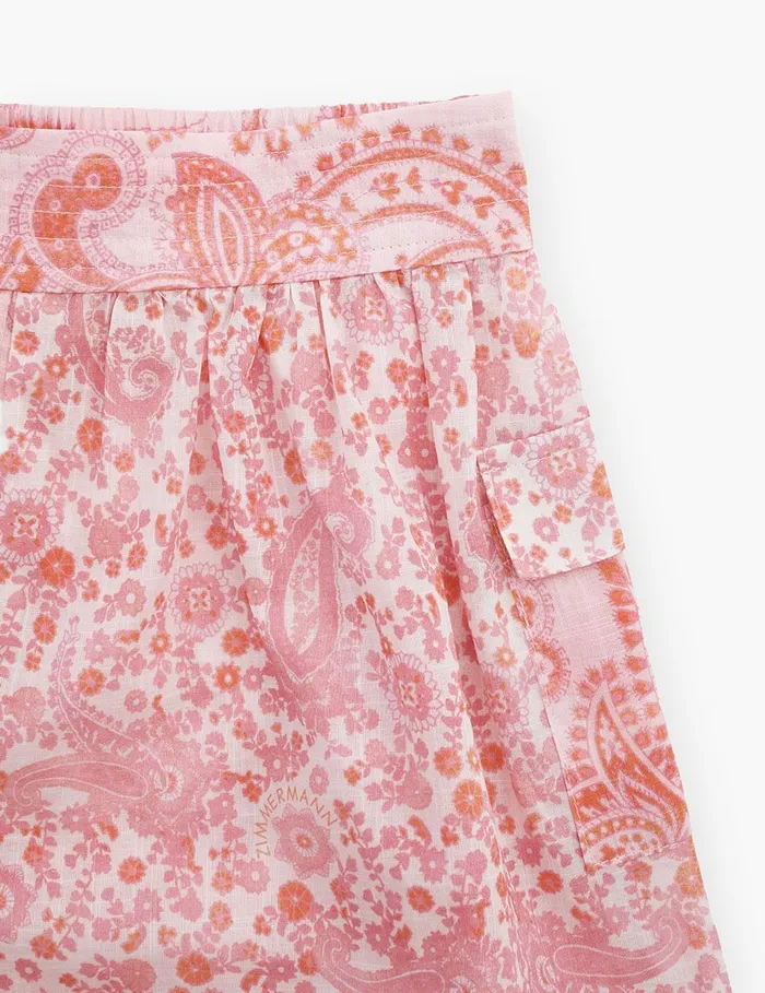 Kids Clothing Zimmermann Ottie Pocket Short Pink Paisley
