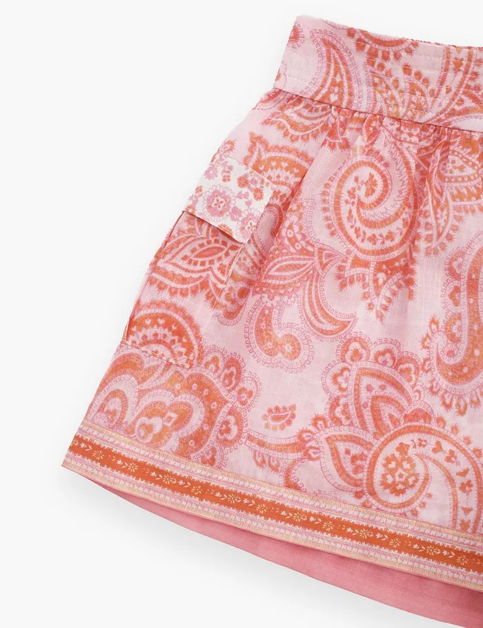 Kids Clothing Zimmermann Ottie Pocket Short Pink Paisley