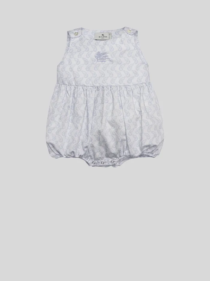 Kids Etro Clothing Sleeveless MicroPaisley Romper Suit Light Blue