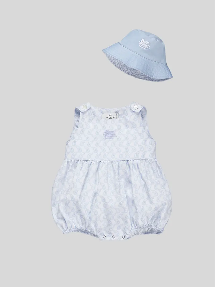 Kids Etro Clothing Sleeveless MicroPaisley Romper Suit Light Blue Kids Etro Clothing Sleeveless MicroPaisley Romper Suit Light Blue