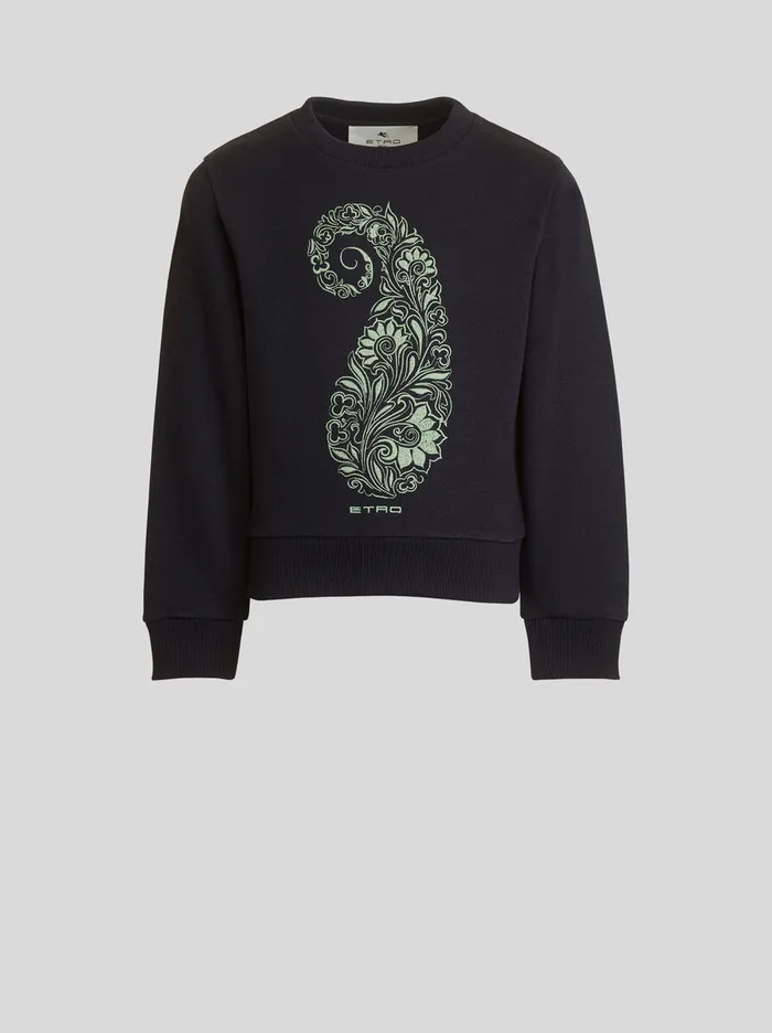 Kids Etro Topwear Embroidered Sweatshirt For Children Navy Blue