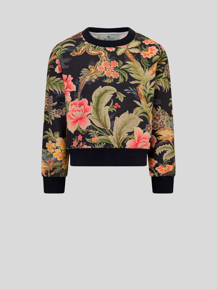 Kids Etro Topwear Floral Sweatshirt For Children Navy Blue
