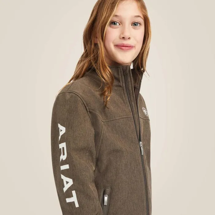 Kids Jackets and Vests Ariat New Team Softshell Jacket Banyan Bark Heather Kids Jackets and Vests Ariat New Team Softshell Jacket Banyan Bark Heather