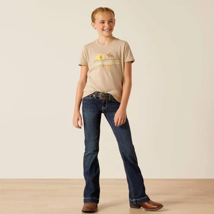 Kids TShirts and Polos Ariat Cowgirl Desert TShirt Oatmeal Heather Kids TShirts and Polos Ariat Cowgirl Desert TShirt Oatmeal Heather