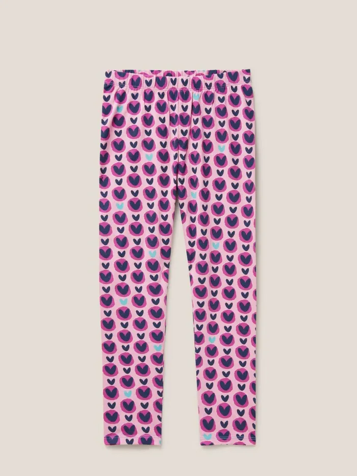 Kids White Stuff Trousers Heart Printed Legging Pink Print