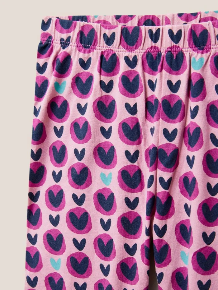 Kids White Stuff Trousers Heart Printed Legging Pink Print Kids White Stuff Trousers Heart Printed Legging Pink Print