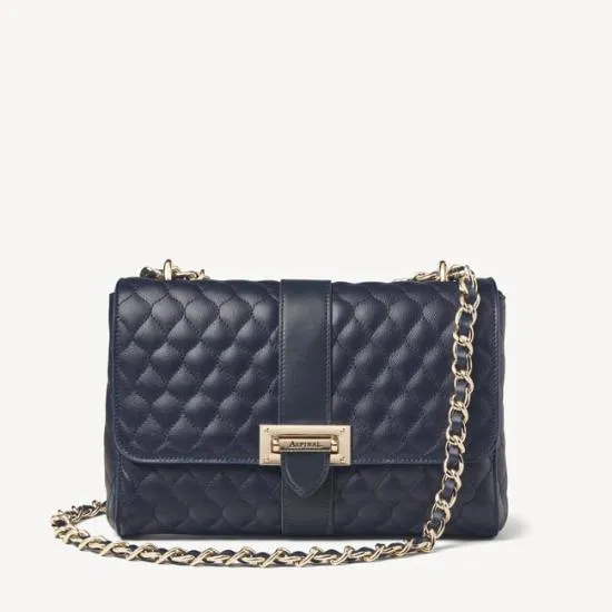 Large Lottie Bag Navy Quilted Kaviar Women Aspinal Of London Shoulder