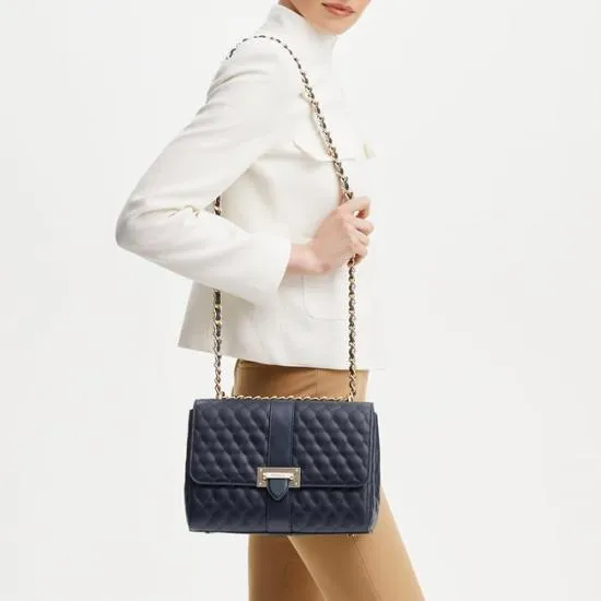 Large Lottie Bag Navy Quilted Kaviar Women Aspinal Of London Shoulder