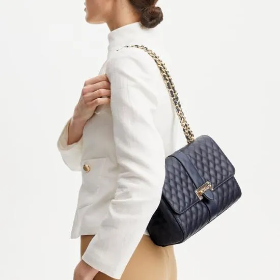 Large Lottie Bag Navy Quilted Kaviar Women Aspinal Of London Shoulder