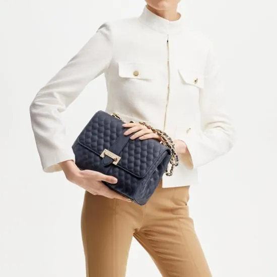 Large Lottie Bag Navy Quilted Kaviar Women Aspinal Of London Shoulder