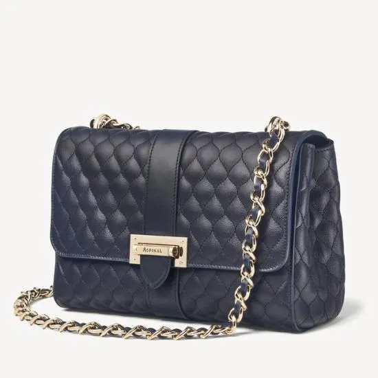 Large Lottie Bag Navy Quilted Kaviar Women Aspinal Of London Shoulder