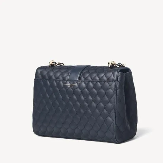 Large Lottie Bag Navy Quilted Kaviar Women Aspinal Of London Shoulder