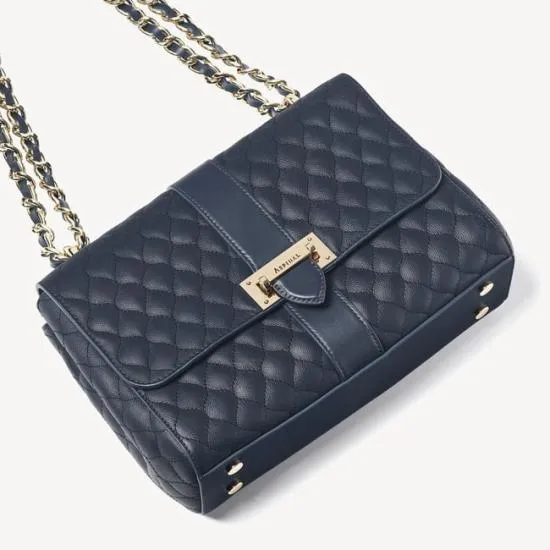 Large Lottie Bag Navy Quilted Kaviar Women Aspinal Of London Shoulder