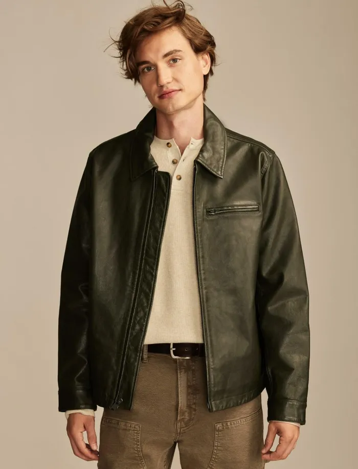 Leather Touring Jacket Forest Night Men Lucky Brand Jackets and Outerwear
