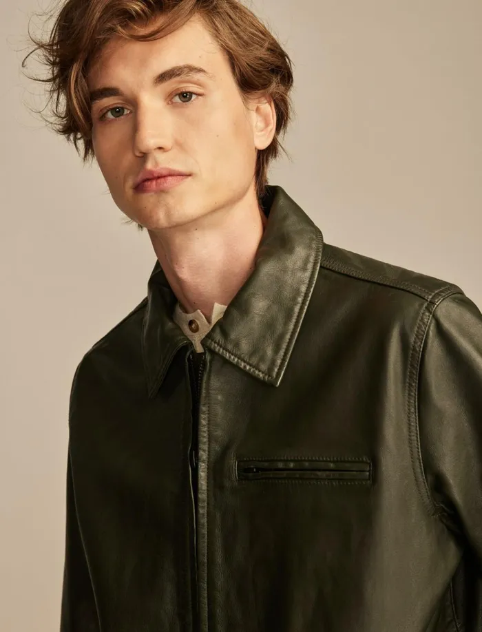 Leather Touring Jacket Forest Night Men Lucky Brand Jackets and Outerwear
