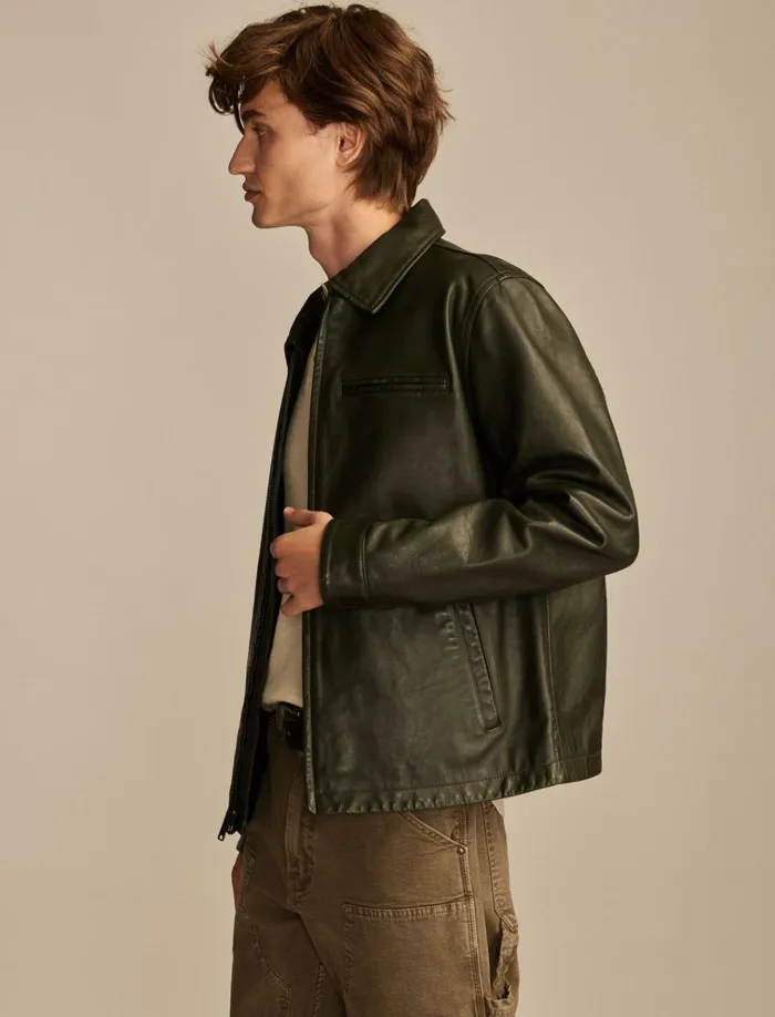Leather Touring Jacket Forest Night Men Lucky Brand Jackets and Outerwear