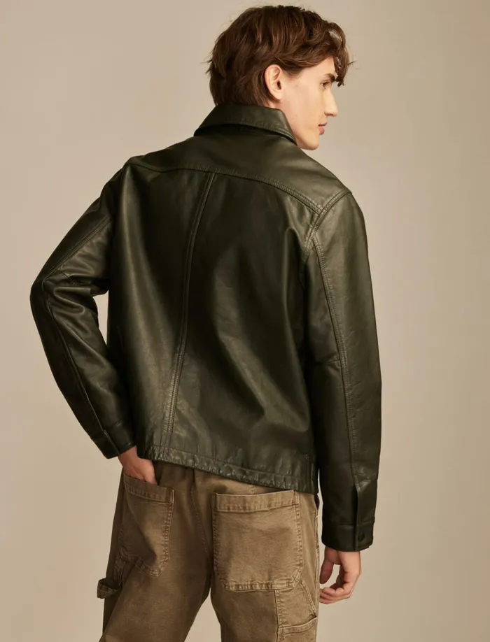 Leather Touring Jacket Forest Night Men Lucky Brand Jackets and Outerwear