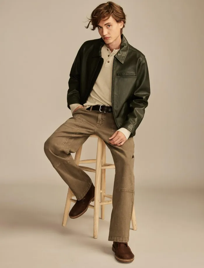 Leather Touring Jacket Forest Night Men Lucky Brand Jackets and Outerwear