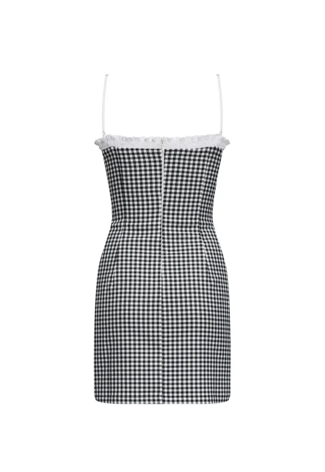 Lioness Fashion BARDOT GINGHAM MINI Black Check Women Dresses