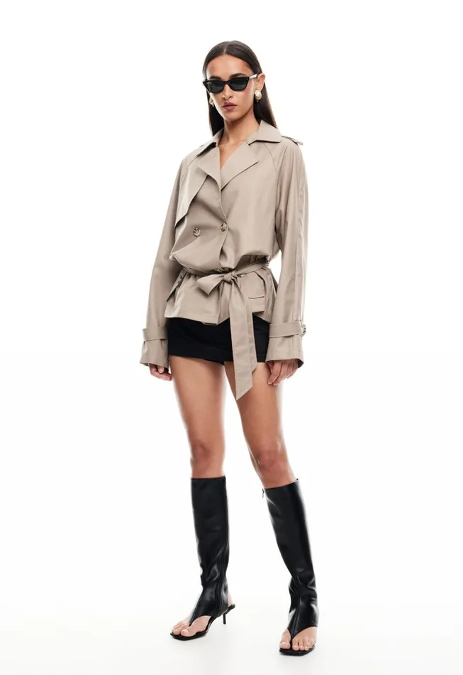 Lioness Fashion CROPPED TRENCHEROUS COAT Mushroom Women Outerwear