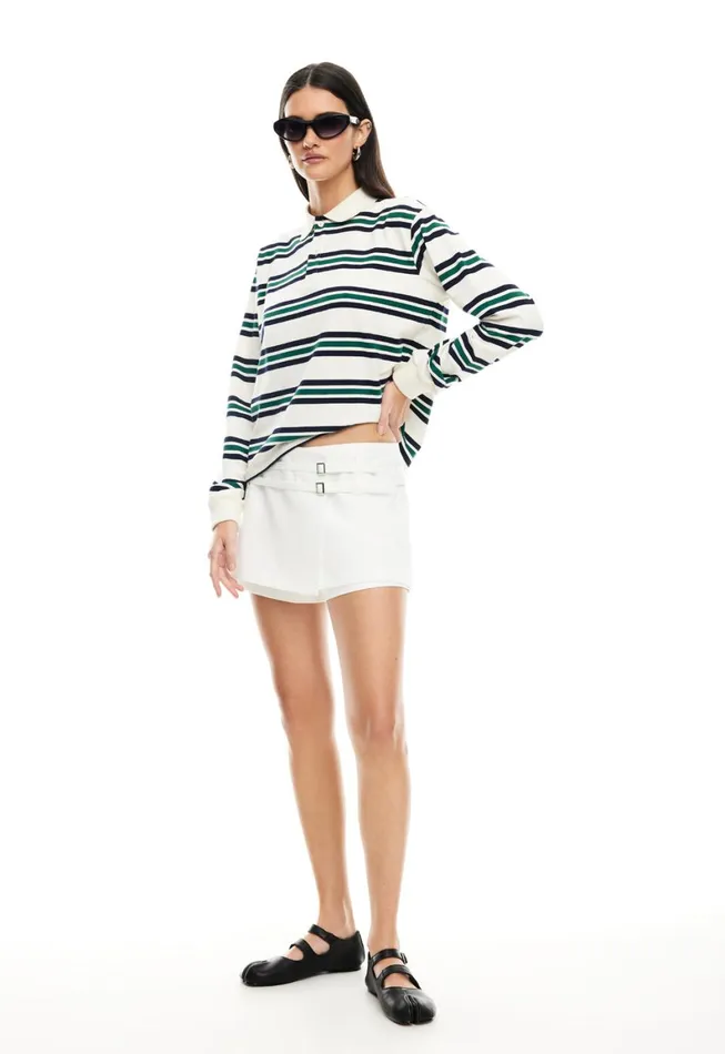 Lioness Fashion LEISURE LONG SLEEVE POLO Ivory Moss Women Tops