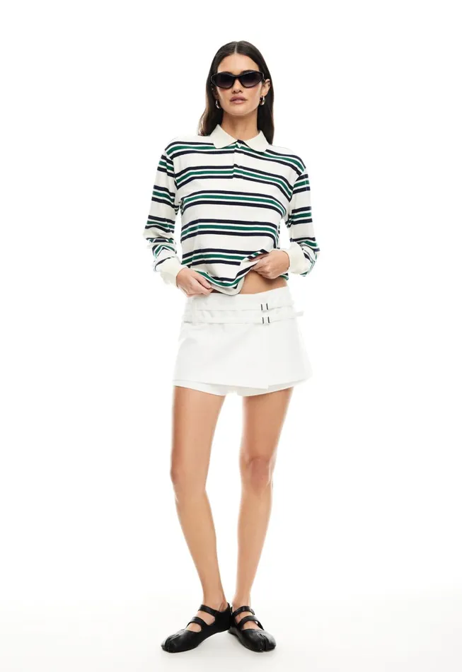 Lioness Fashion LEISURE LONG SLEEVE POLO Ivory Moss Women Tops
