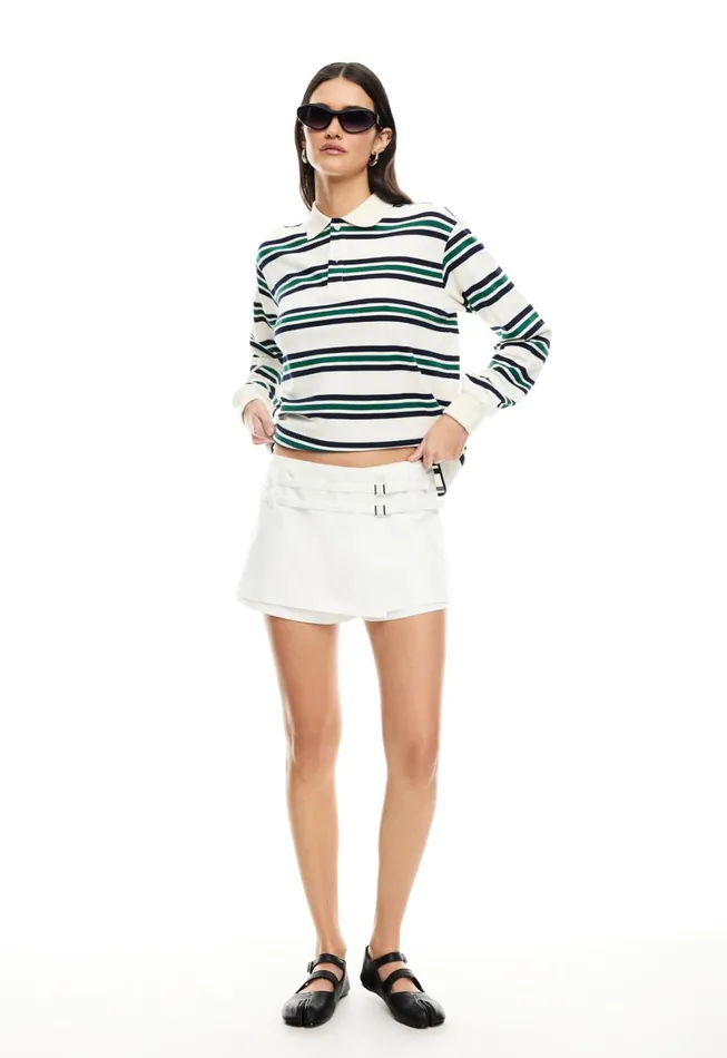 Lioness Fashion LEISURE LONG SLEEVE POLO Ivory Moss Women Tops